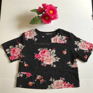 Express Black Floral Short Sleeve Top